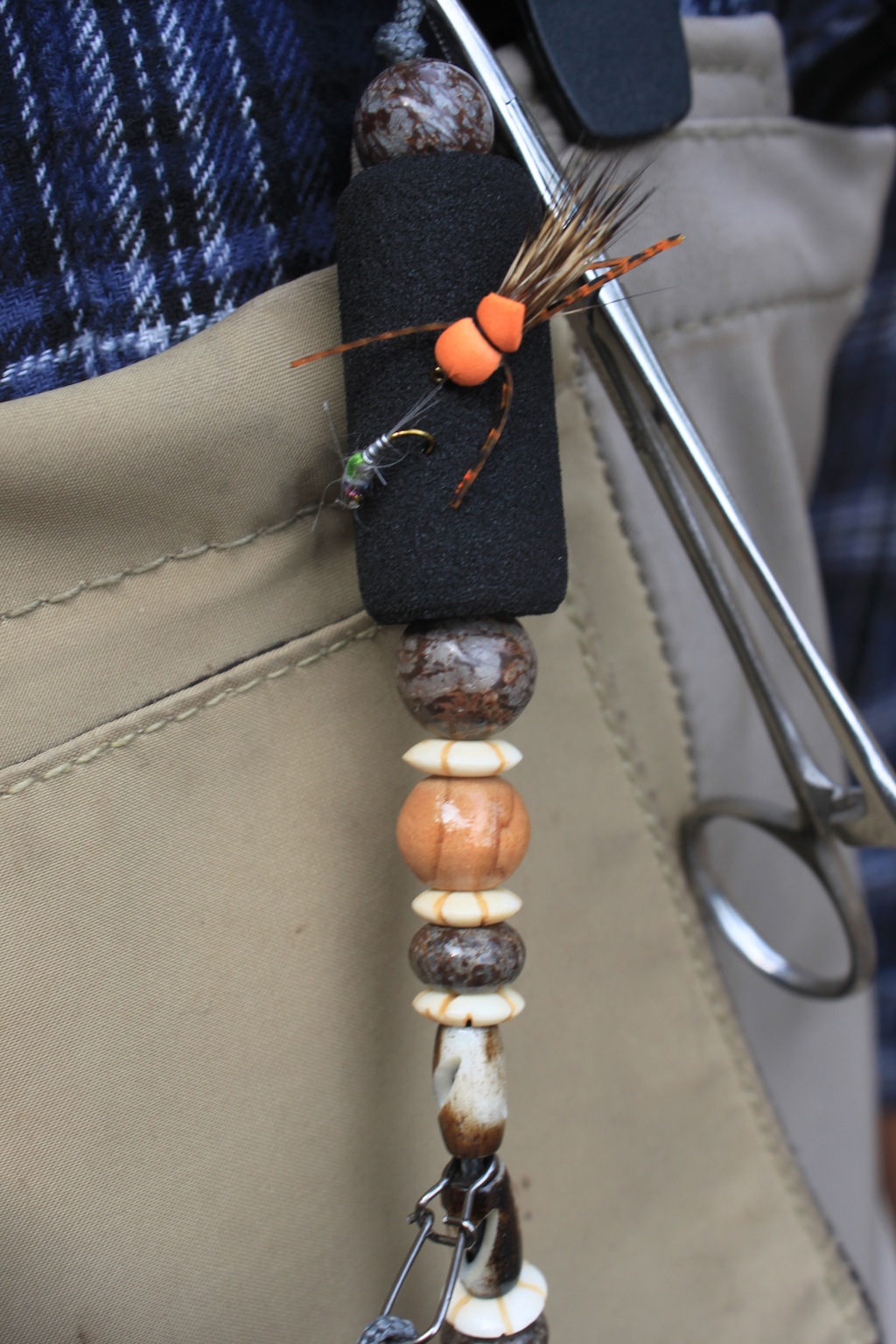 Fly Fishing Lanyard w/Tippet Holder (All Natural Beads) USA